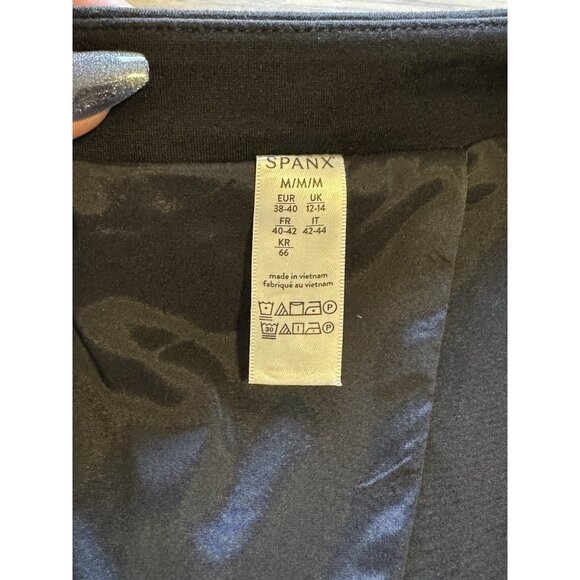Spanx Perfect Collarless Blazer Black Ponte Knit Jacket Oversized Women’s Size M - Picture 13 of 16